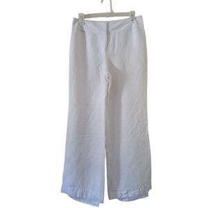 Ann Taylor Loft Laura Wide Leg Linen White Pants